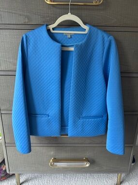 COS Bright Blue Cropped Open-Front Blazer